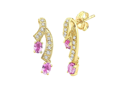 Gold Plated CZ Studded Gemstone Earring